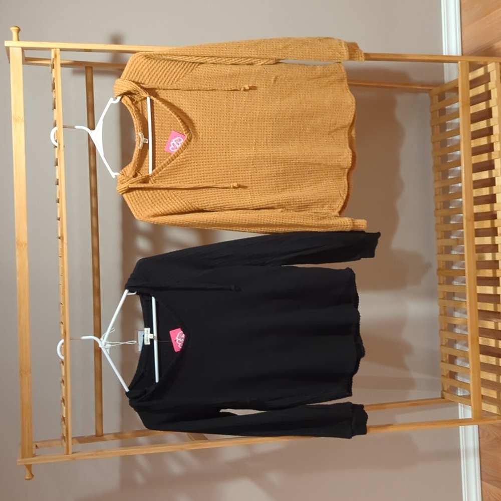Hooded waffle knit long sleeve